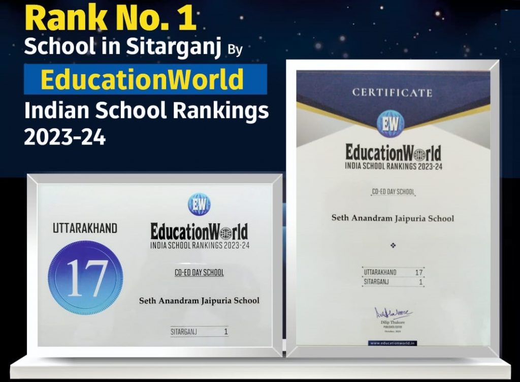 Rank No. 1 School in Sitarganj by EducationWorld Indian School Rankings 2023-24